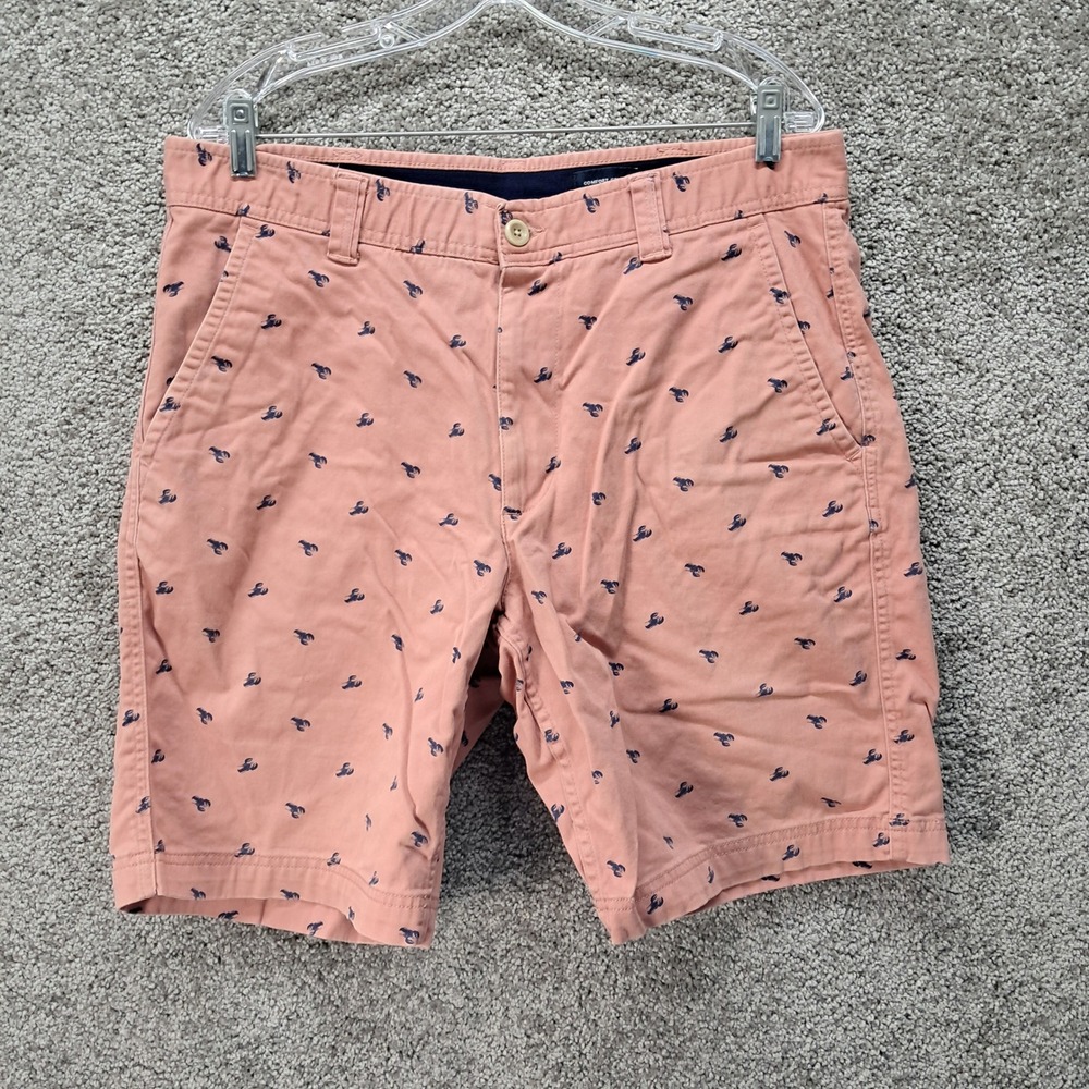St Johns Bay Mens Lobster Print‎ Comfort Stretch Chino Shorts Pink Size 36
